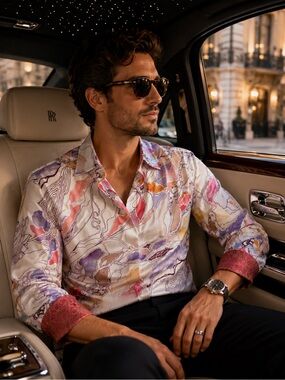 NWT Robert Graham Men's Marble-Print Button-Down Shirt✨